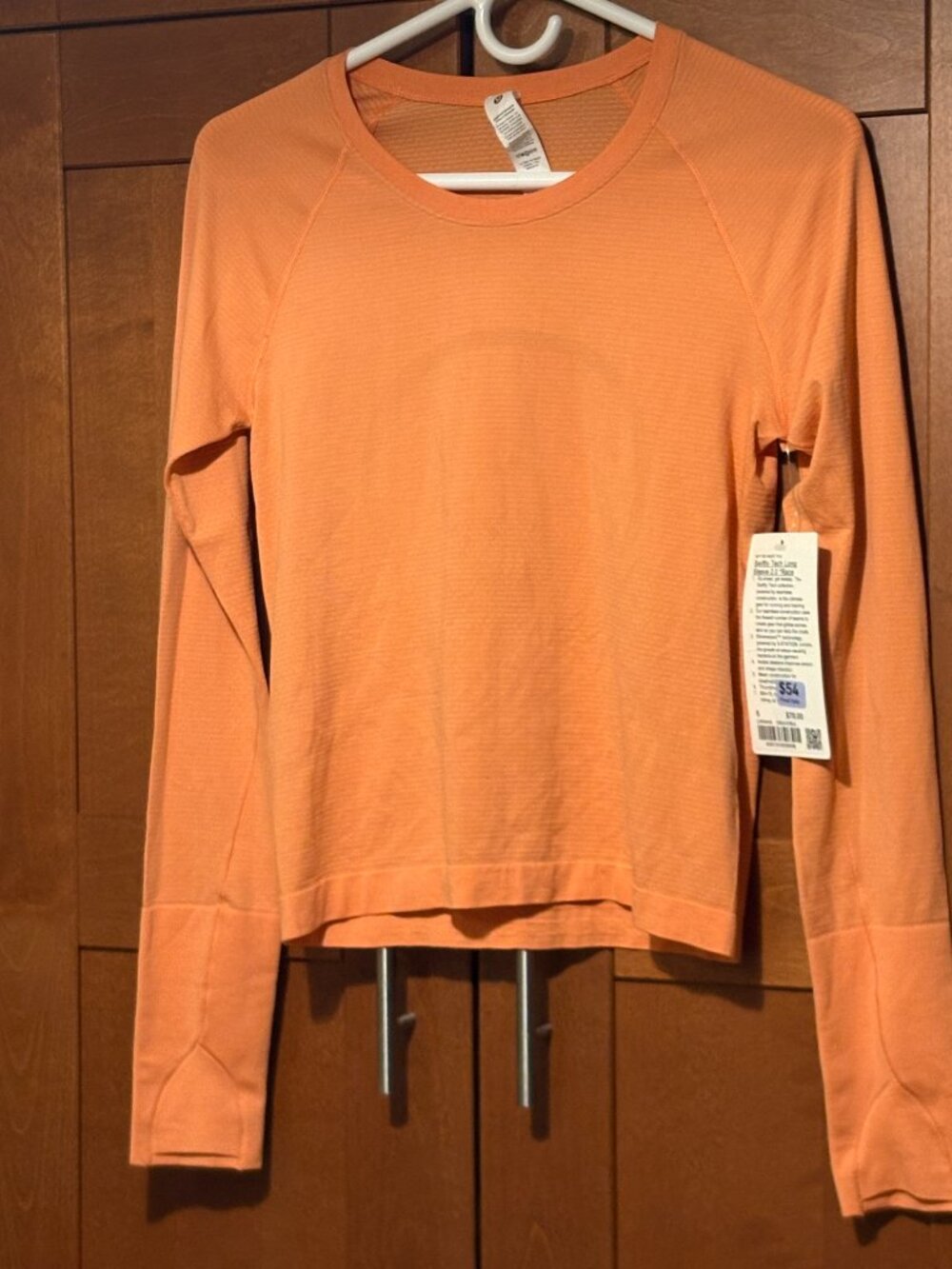 NWT Lululemon Swiftly Tech LS Shirt 2.0 *Race Sz 6 Coral Orange $86 - Picture 2 of 4